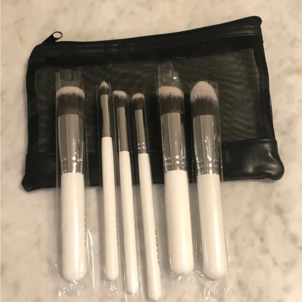 NEW* Morphe 690 White 6-Piece Deluxe Contour Makeup Brush Set & Mesh Bag